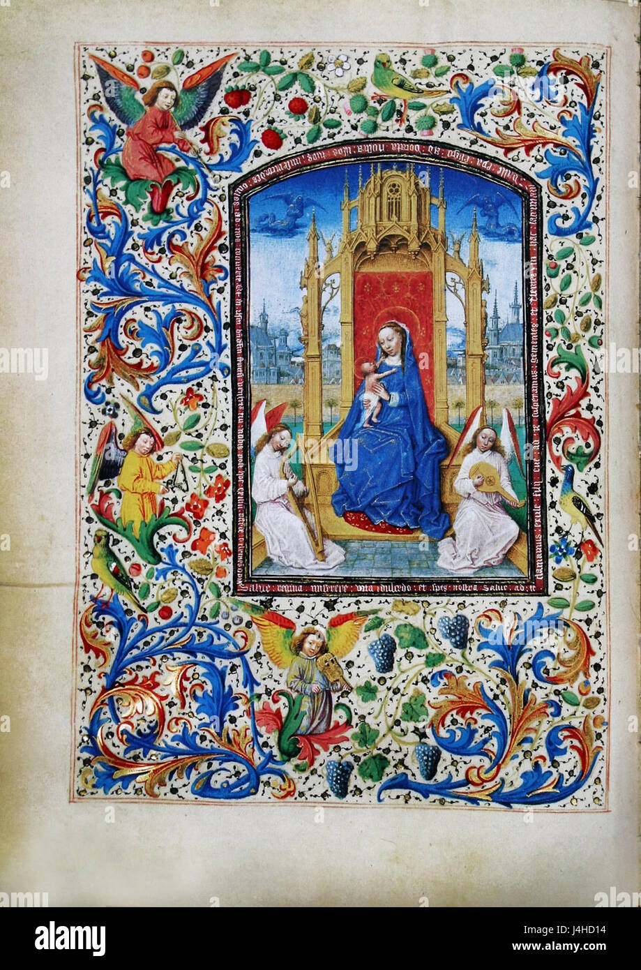 Stundenbuch der Maria von Burgund Wien cod. 1857 Madonna Mit Kind Und Musizierenden Engeln Stockfoto