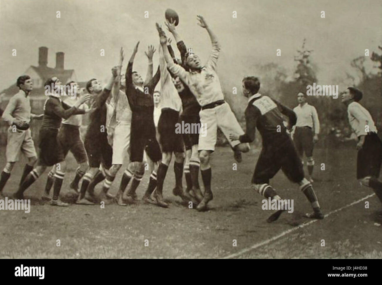Ein Bild der Springboks, der südafrikanischen Rugbynationalmannschaft aus dem Jahr 1906, das die ersten Jahre der internationalen Präsenz des Teams im Rugbysport widerspiegelt. Stockfoto