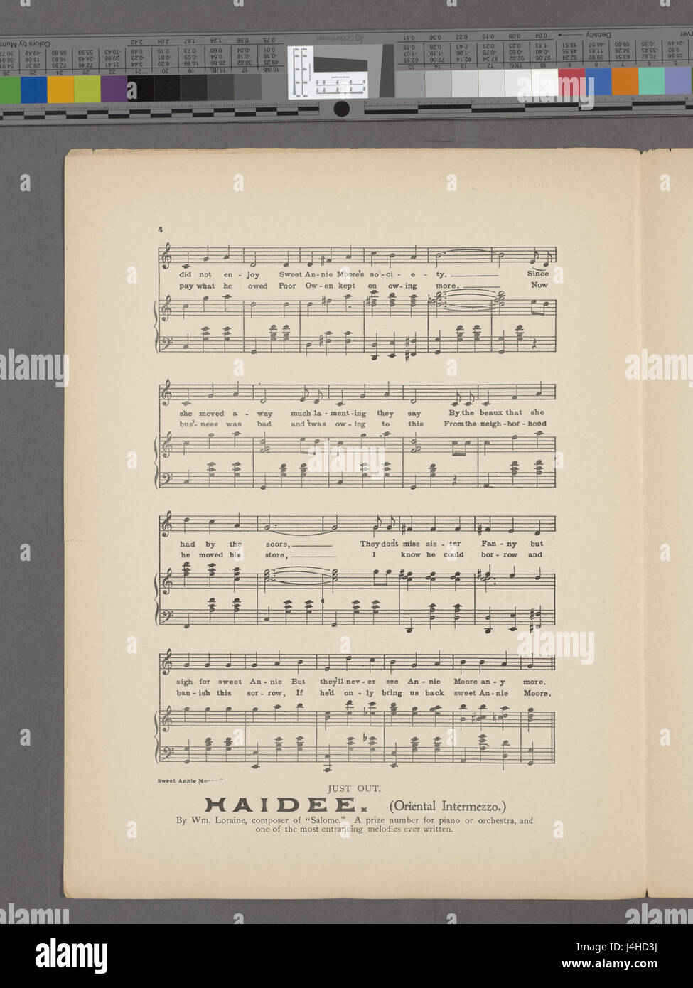 Sweet Annie Moore ist eine Figur, die wahrscheinlich mit der Erfahrung amerikanischer Einwanderer im frühen 20. Jahrhundert in Verbindung steht, wie sie in einem Stück der New York Public Library dargestellt wird. Die Geschichte könnte Einwanderungsthemen betreffen. Stockfoto