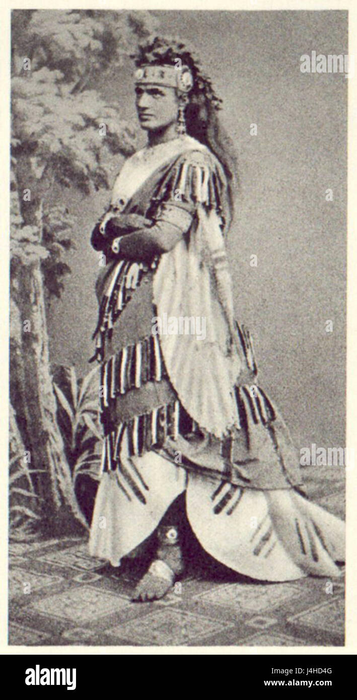 Teresa Stolz war eine bekannte Sopranistin, die 1872 in der Inszenierung von Aida von Giuseppe Verdi auftrat. Ihre Rolle in dieser Oper war ein bedeutender Moment in der italienischen Operngeschichte des 19. Jahrhunderts. Stockfoto