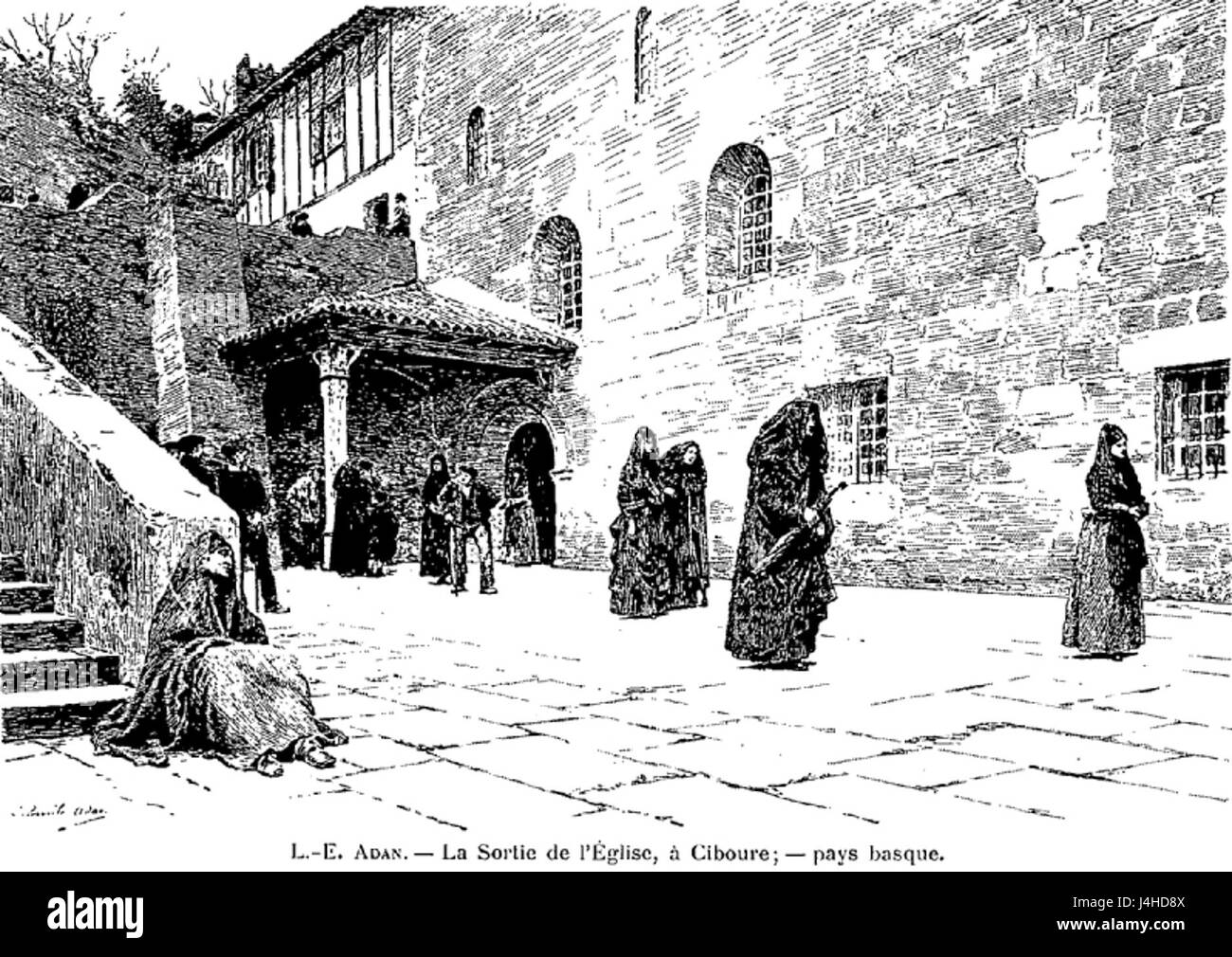 Saint Vincent Ciboure, ein Gemälde aus dem Jahr 1887, stellt wahrscheinlich eine religiöse oder historische Figur aus dem 19. Jahrhundert dar, die den Kunststil und die Themen dieser Zeit widerspiegelt. Stockfoto