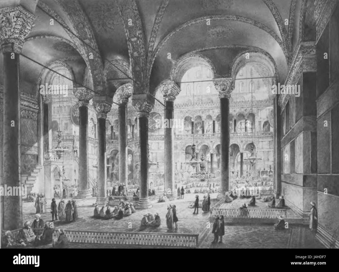 Die heilige Sophia (1852) bezieht sich auf eine historische Darstellung der Hagia Sophia in Istanbul, die sich auf ihre architektonische Pracht und religiöse Bedeutung im 19. Jahrhundert konzentriert. Stockfoto