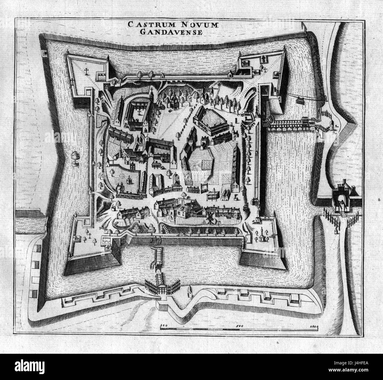 Das „Spanische kasteel“ in Gent ist eine historische Festung aus der spanischen Zeit. Es ist ein bedeutendes Beispiel für militärische Architektur und historisches Erbe in Belgien. Stockfoto