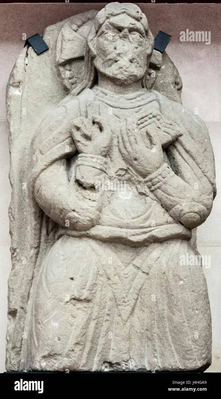 Steinplatte mit der Figur des Christus in Flachrelief Stockfoto