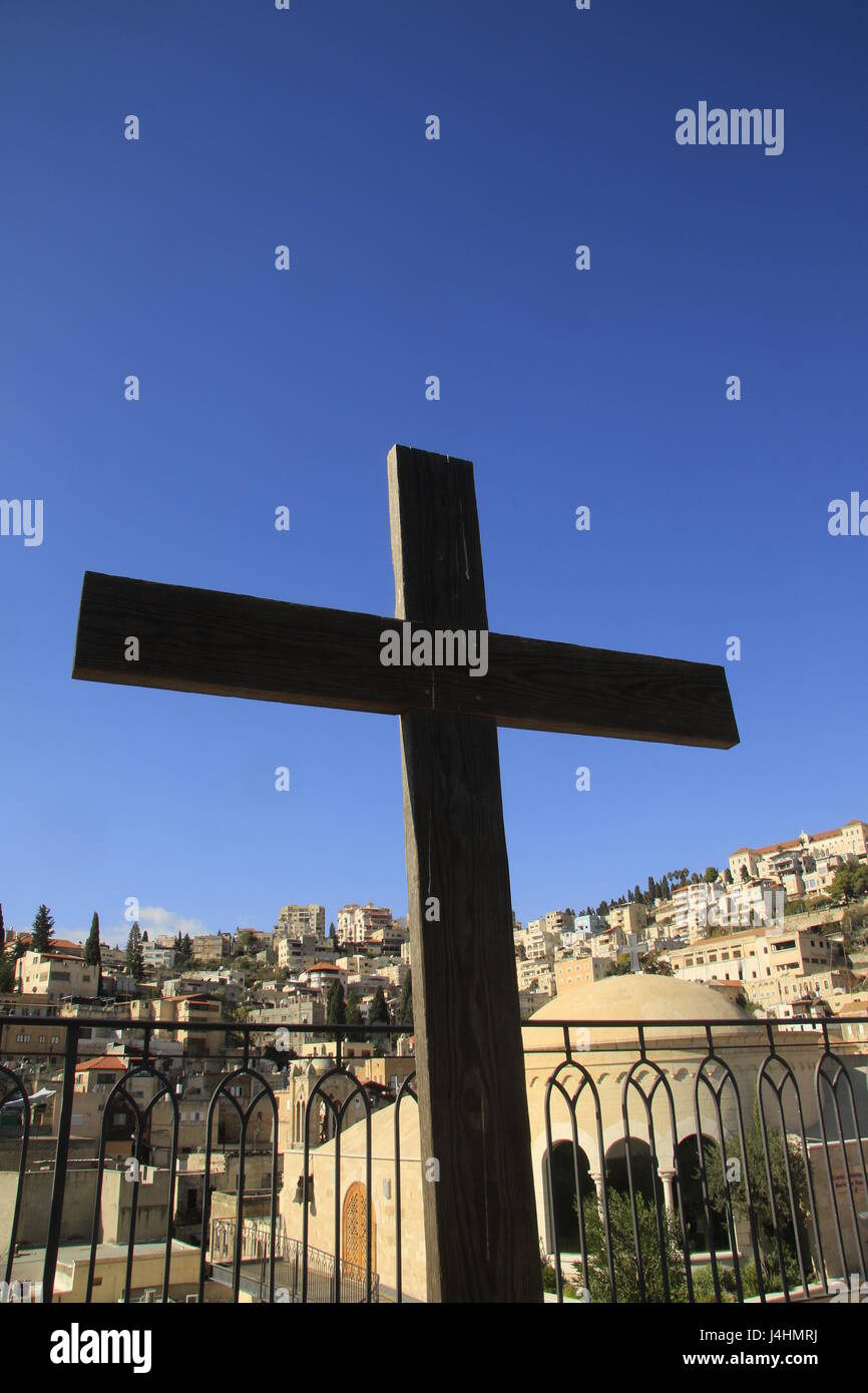 Israel, eine Ansicht von Nazareth von Maria von Nazareth International Center Stockfoto