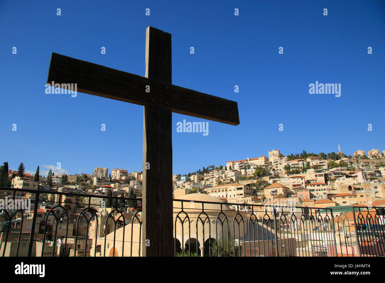 Israel, eine Ansicht von Nazareth von Maria von Nazareth International Center Stockfoto