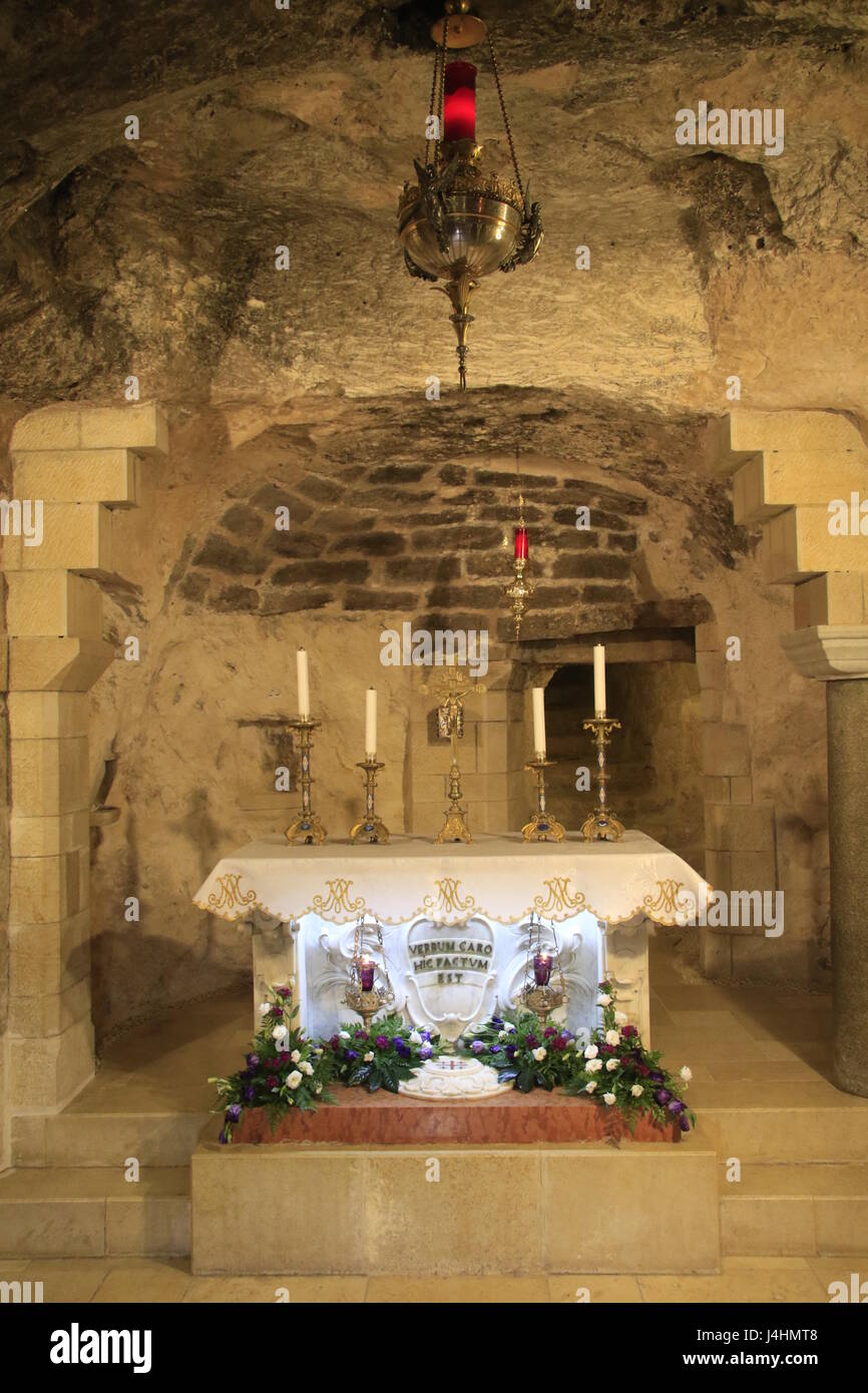 Israel, Galiläa, die Grotte der Verkündigung in der Kirche der Verkündigung in Nazareth Stockfoto