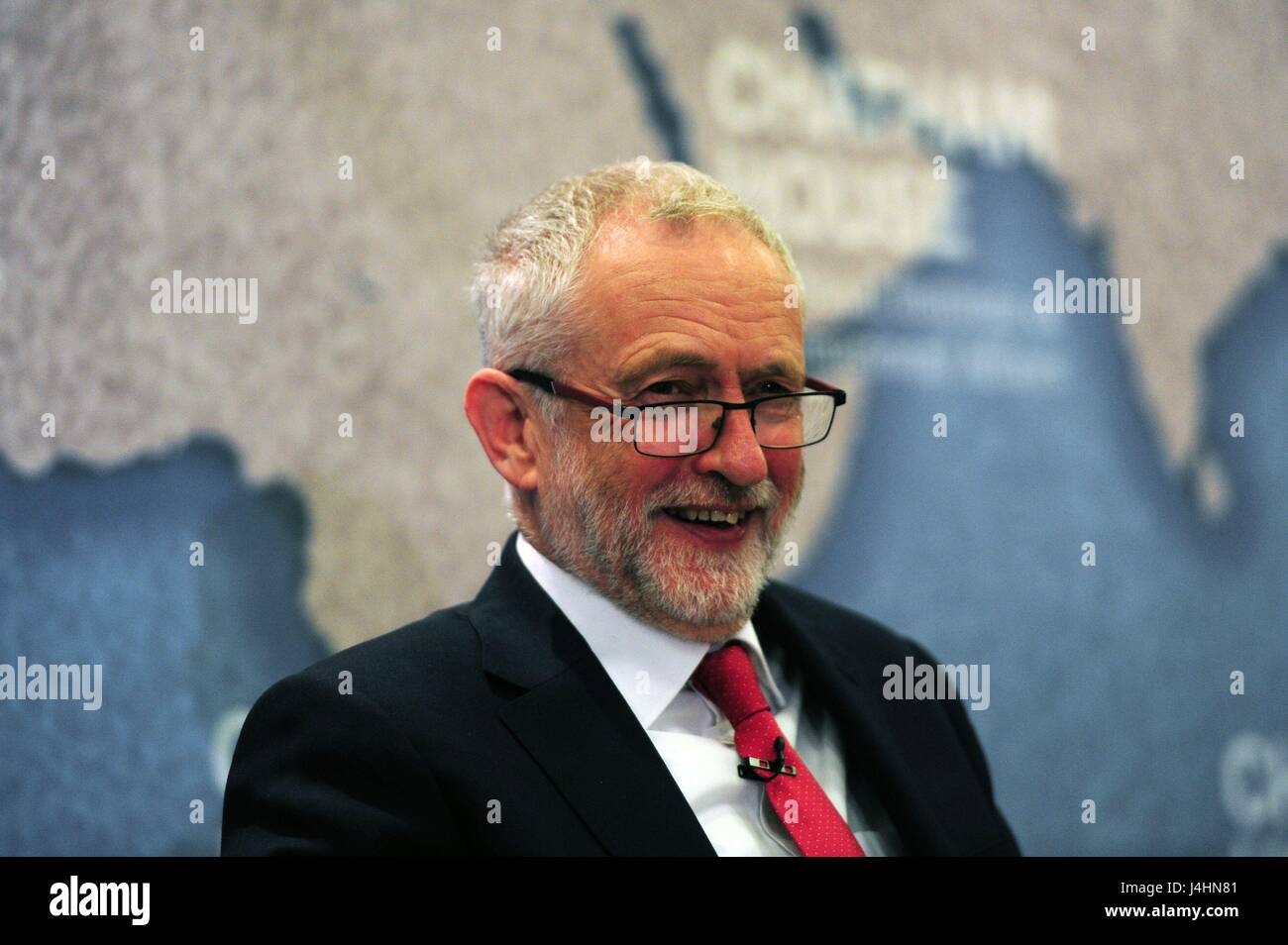 Labour-Chef Jeremy Corbyn sprechen über die nationale Sicherheit und Außenpolitik bei Chatham House in London. Stockfoto