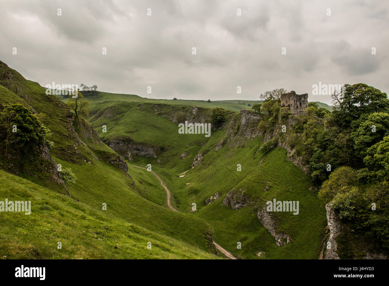 Peveril Castle Cave Dale, Peak District, Derbyshire Stockfoto