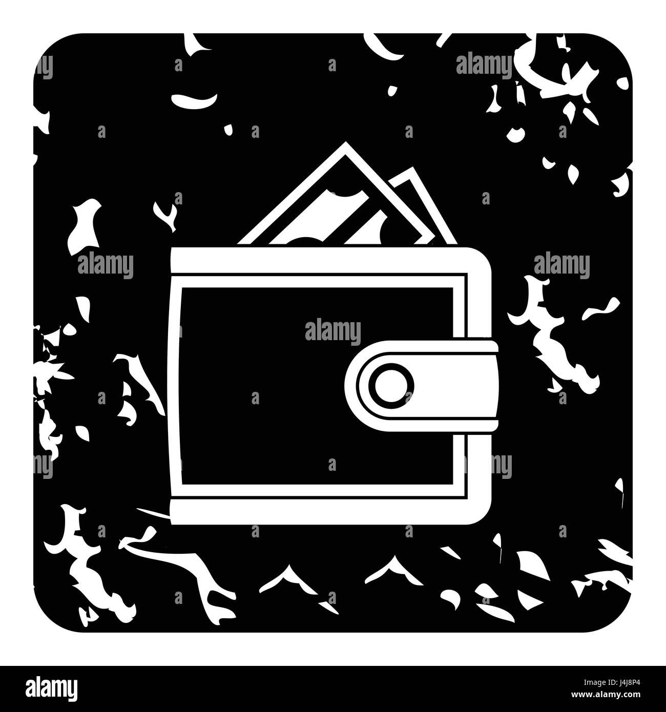 Leder Geldbörse Symbol, Grunge-Stil Stock Vektor