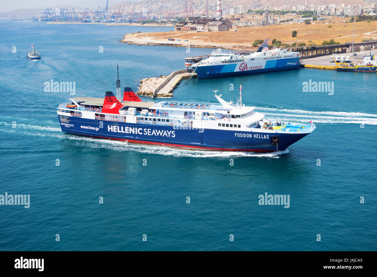 Hellenic Seaways (Poseidon Hellas) der Hafenstadt Piräus in der Region Attika Griechenlands an der Ostküste des Saronischen Golfs. Athen Stadtregion Stockfoto
