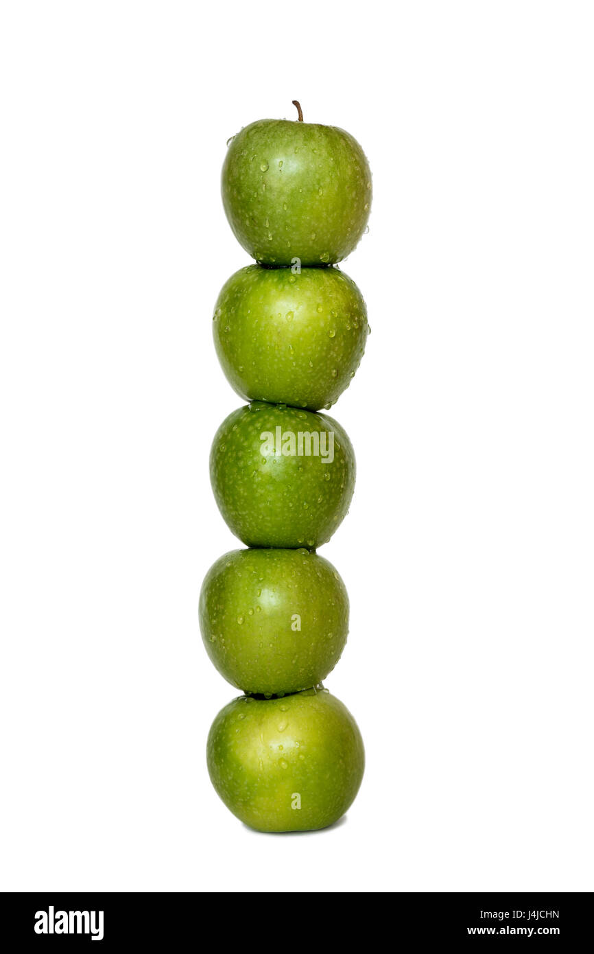Stapel von frischen grünen Äpfeln Stockfoto