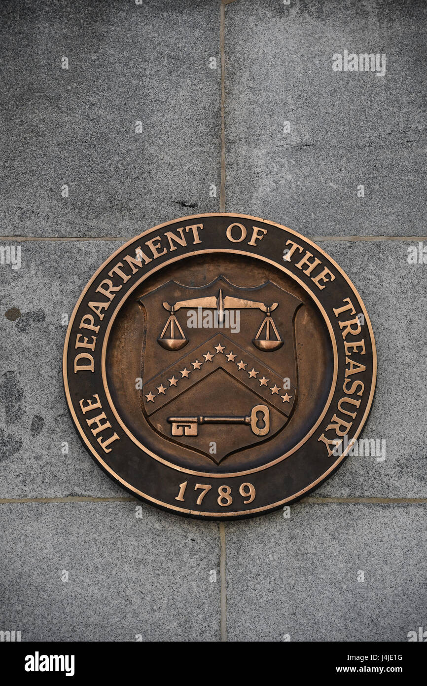 Logo des U.S. Department of the Treasury, Washington, D.C., USA Stockfoto