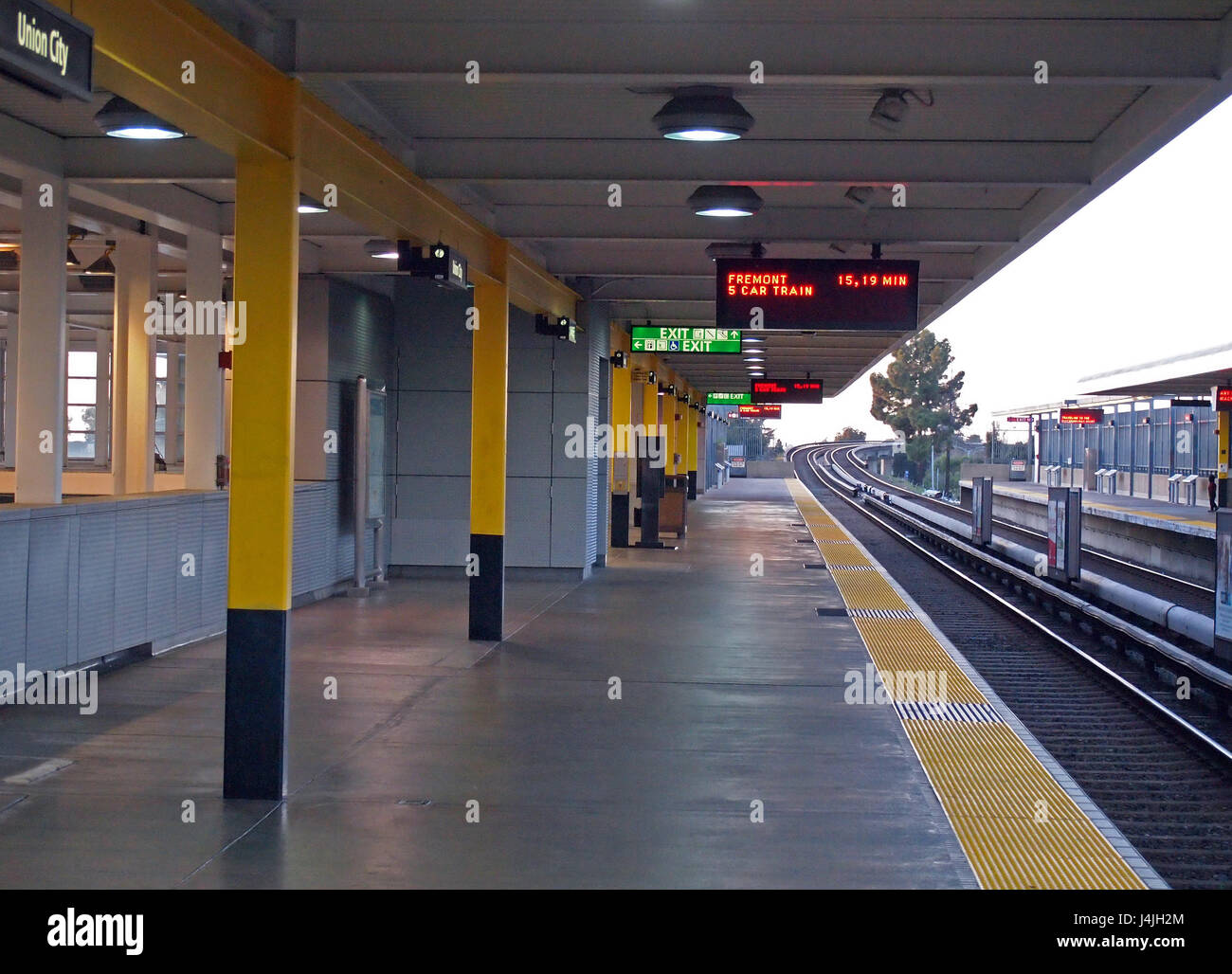 BART, Bay Area Rapid Transit, Union City Station Internat Plattform San Francisco Bay Area, Kalifornien, USA Stockfoto