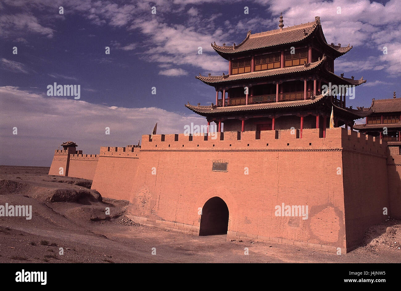 China, Jiayuguan, die chinesische Mauer, Fort Provinz von Gansu Sheng, Kultur, Silk Road, West End, Struktur, Wachturm, UNESCO-Weltkulturerbe, Provinz Gansu Sheng, Ort von Interesse, Architektur Stockfoto