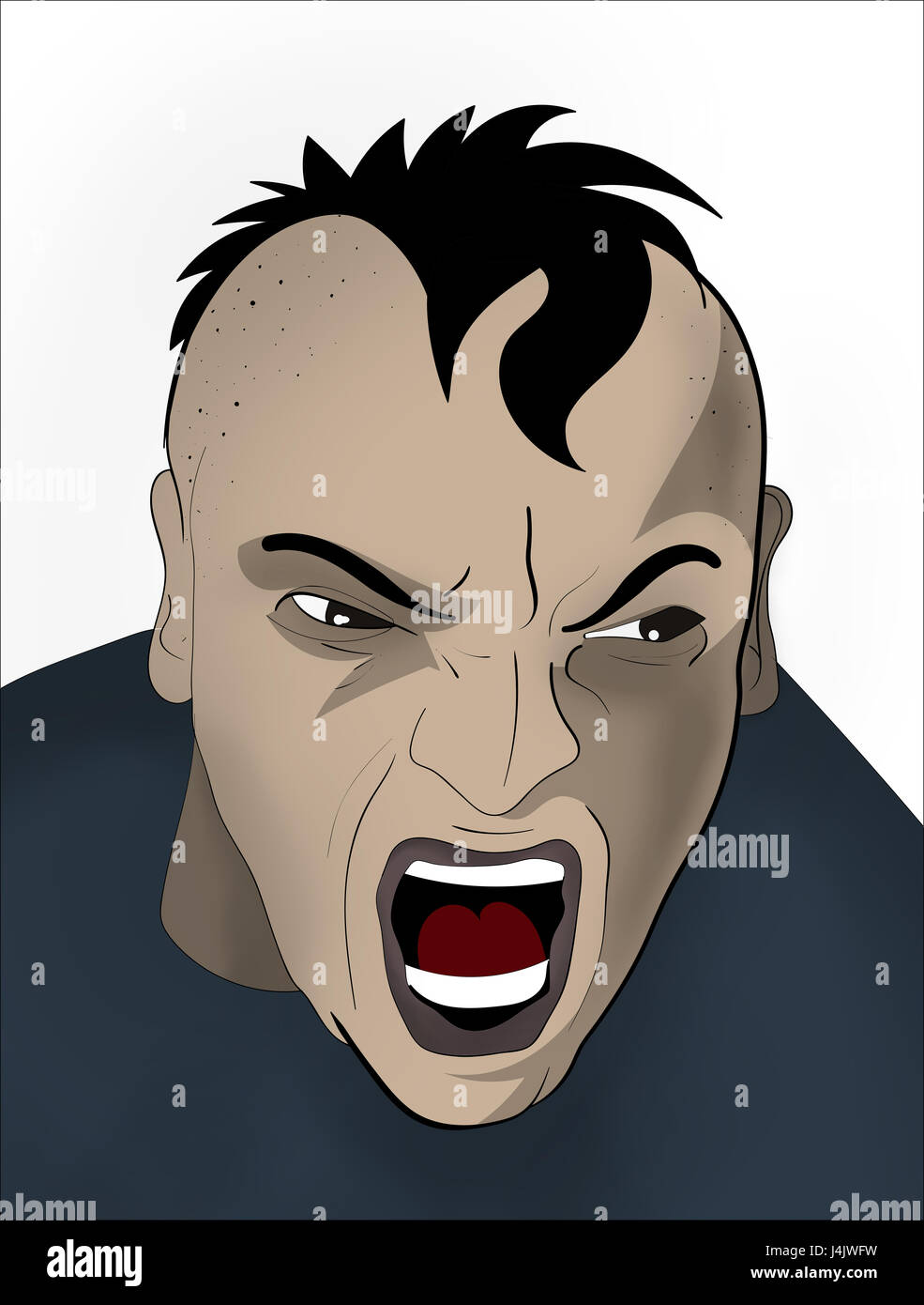 wütender Mann Comic-illustration Stockfoto