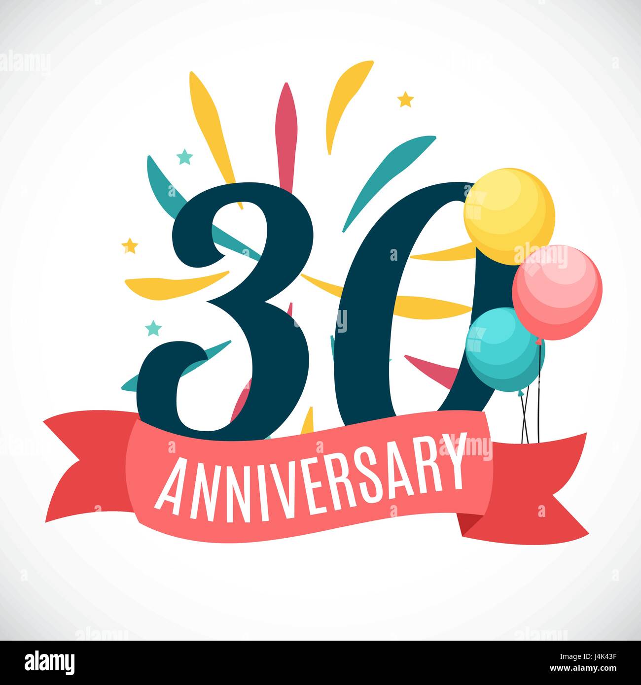 Jubiläum 30 Jahre Vorlage mit RibbonVektorIllustration Stock