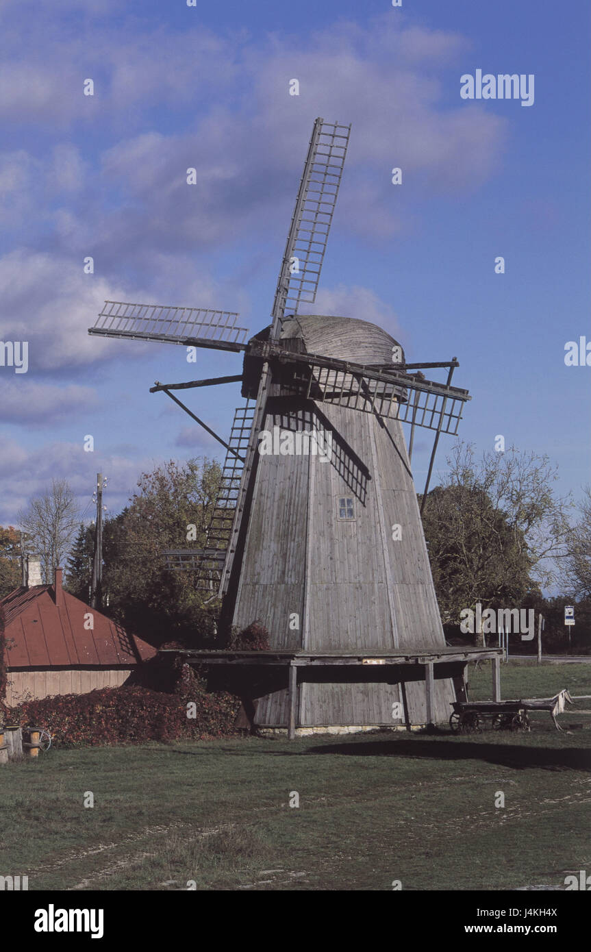 Estland, Insel Saaremaa, Angla, Windmühle, Herbst Europa ...