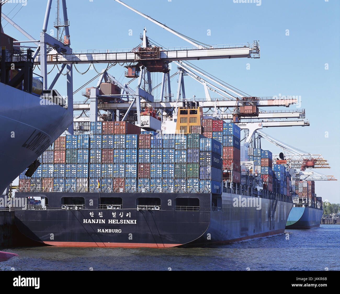 Deutschland Hamburg Hafen Container Schiff Hanjin Helsinki Kostenlos Container Europa Hansestadt Stadt Containerhafen Navigation Guterhafen Schiffe Frachter Frachtschiff Ladung Ladung Geladen Export Import Containerbrucke Transport