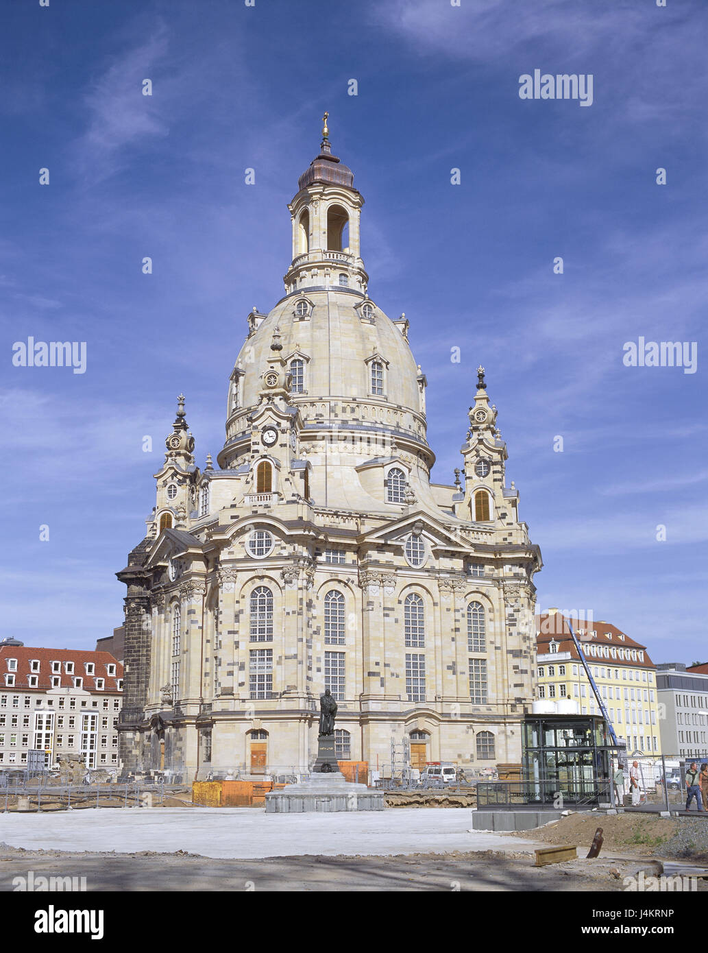 Deutschland, Sachsen, Dresden, neuer Markt, Kirche unserer lieben Frau Europas, Norddeutschland, Stadt, Staat, Kapital, Gebäude, Kirche, Heilige Bau, Architektur, Struktur, Wahrzeichen, Sehenswürdigkeit, Builds, begonnen im Jahre 1726, geweiht im Jahre 1734, Architektin G Bähr, Kuppel, Baustil Barock, Barock-Kirche Stockfoto