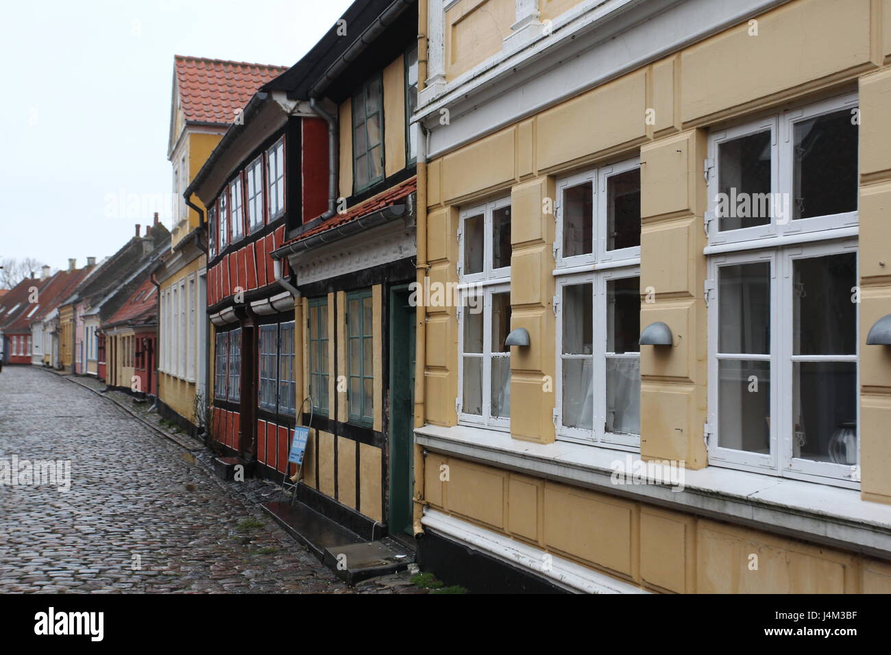 Straßen und Häuser auf der Insel Aero, Dänemark. Stockfoto