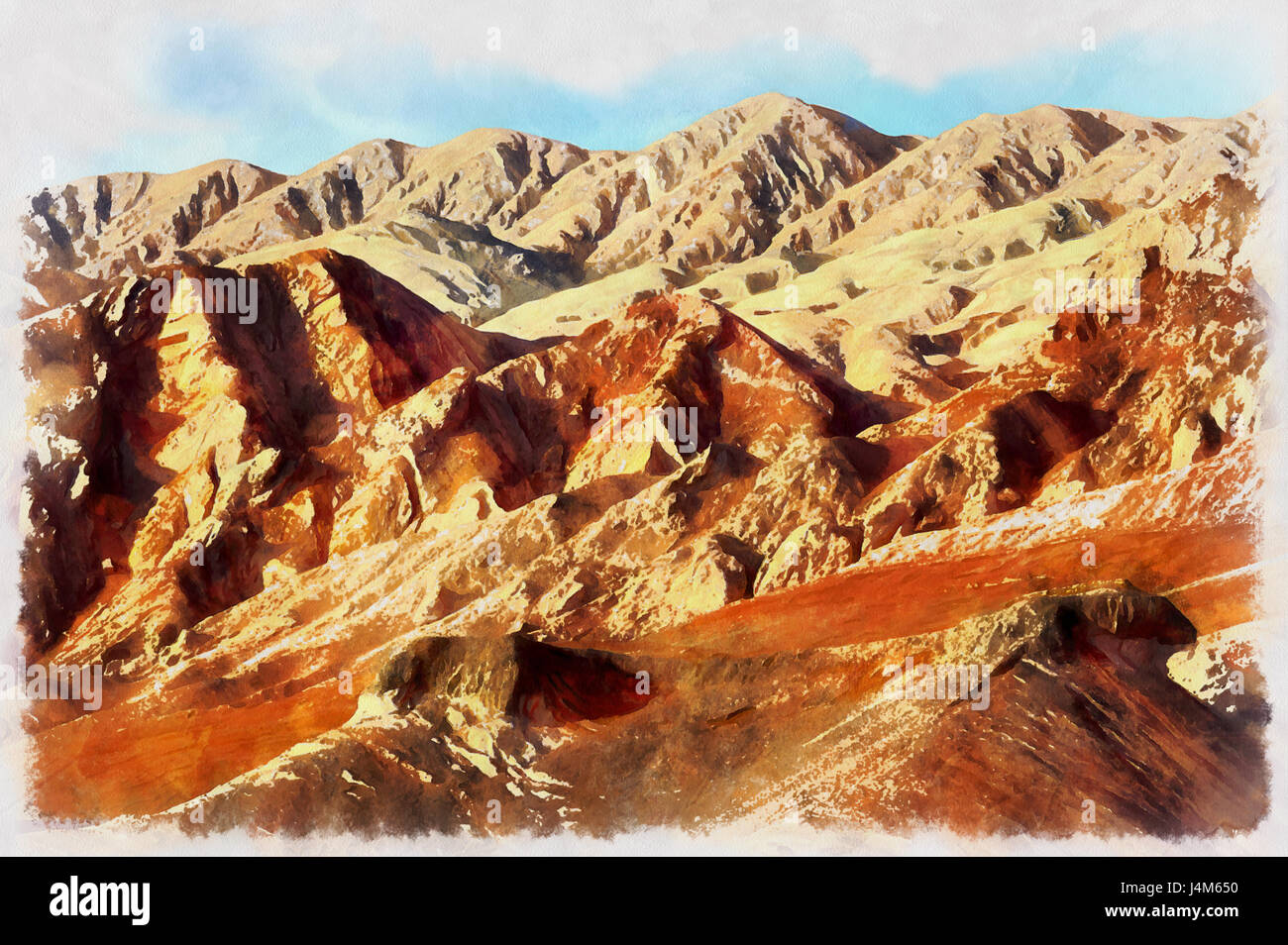 Bunte Gemälde des flammenden Berge, Uigurischen Autonomen Gebiet Xinjiang, China Stockfoto