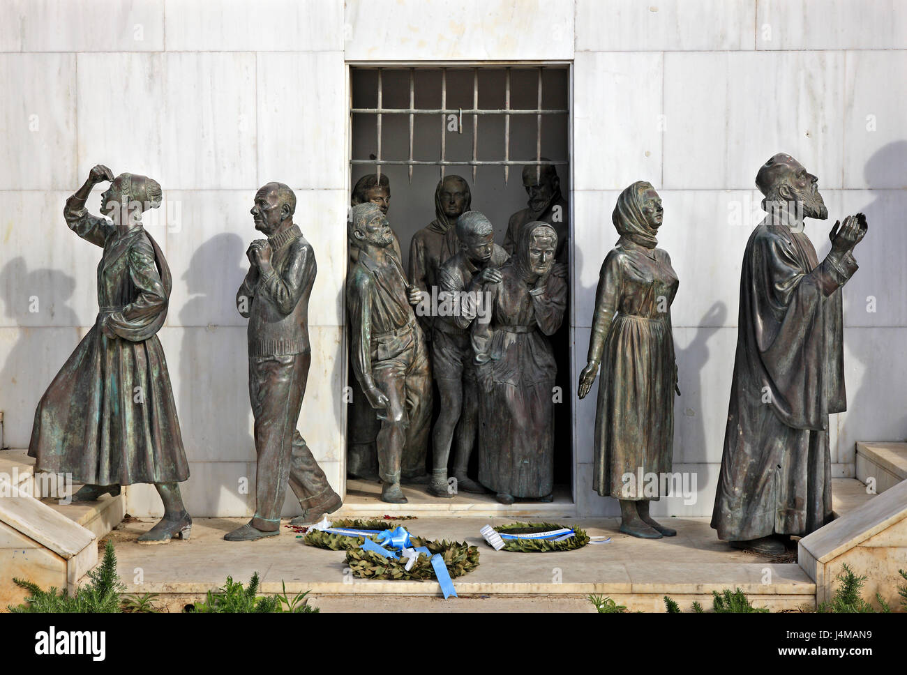 "Detail" von der Freiheit-Denkmal ("Statue of Liberty") an der Podocattaro-Bastion der venezianischen Mauern, alte Stadt von Nicosia (Lefkosia), Zypern. Stockfoto