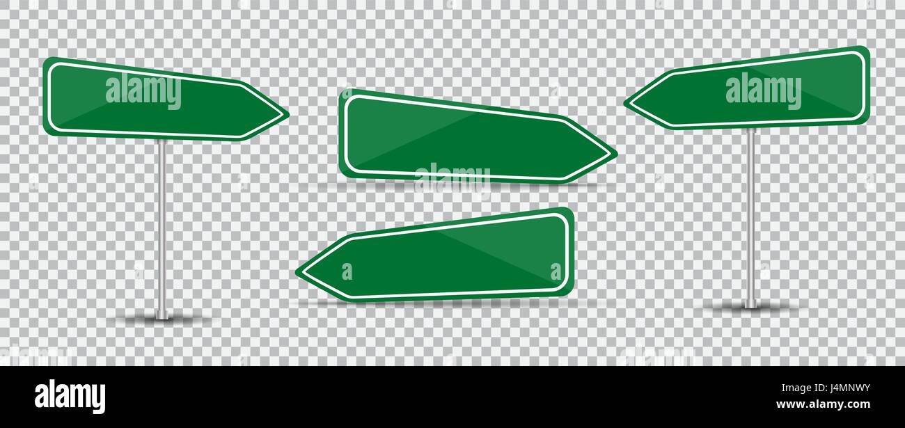 Straße Zeichen isoliert auf transparenten Hintergrund leer grüner Pfeil Verkehr. Vektor-Illustration. Stock Vektor