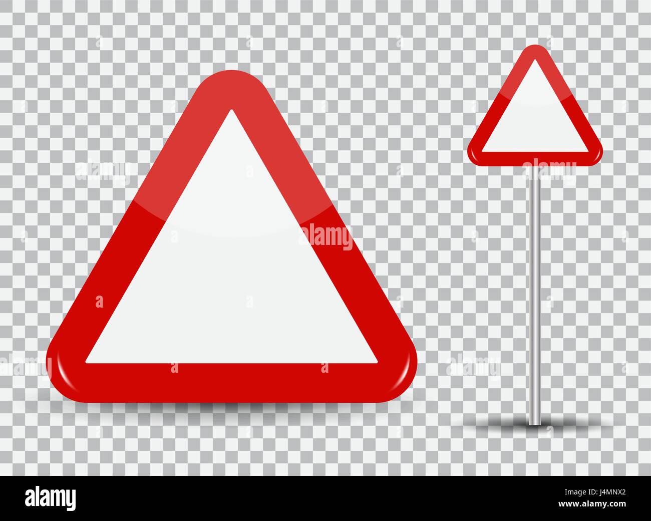 Warnung-Straßenschild auf transparenten Hintergrund rote Dreieck. Vektor-Illustration. Stock Vektor