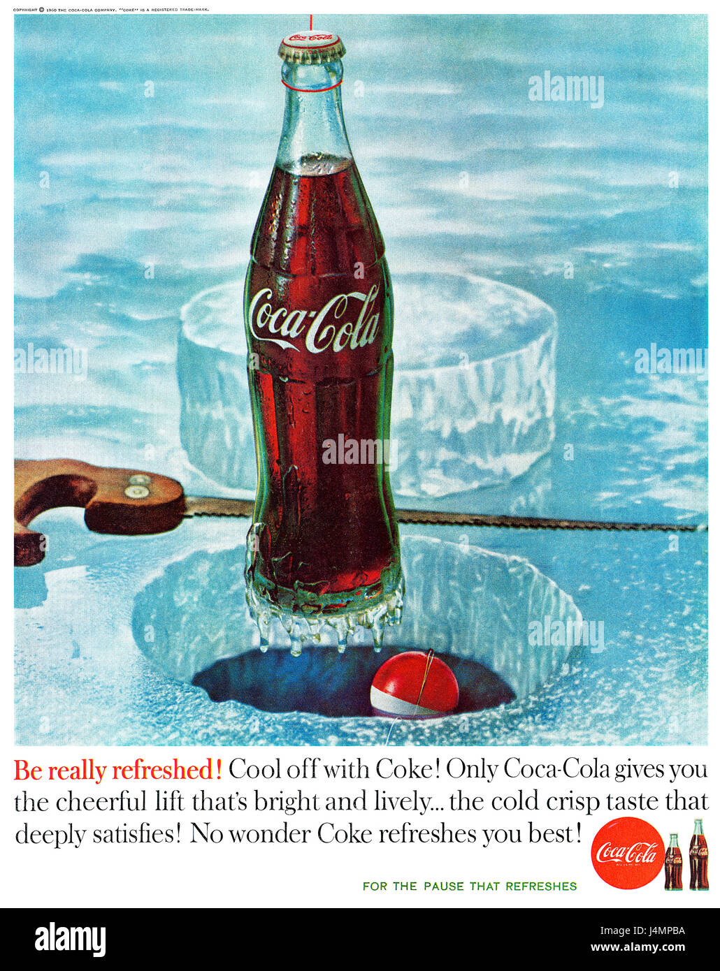 1960 US Werbung für Coca-Cola. Stockfoto