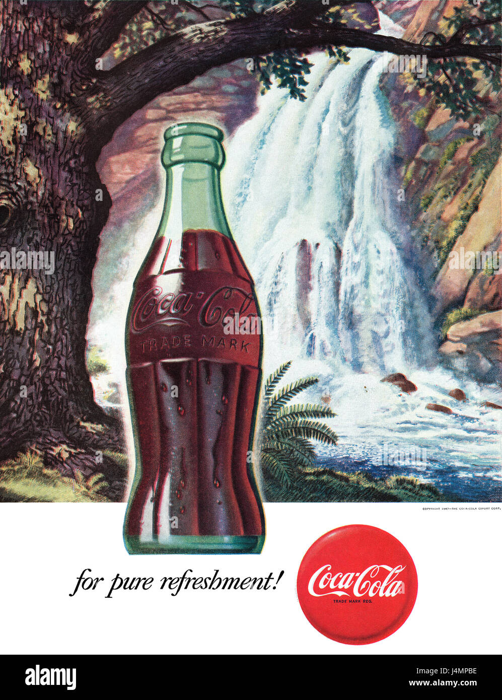 1947-Werbung für Coca-Cola. Stockfoto