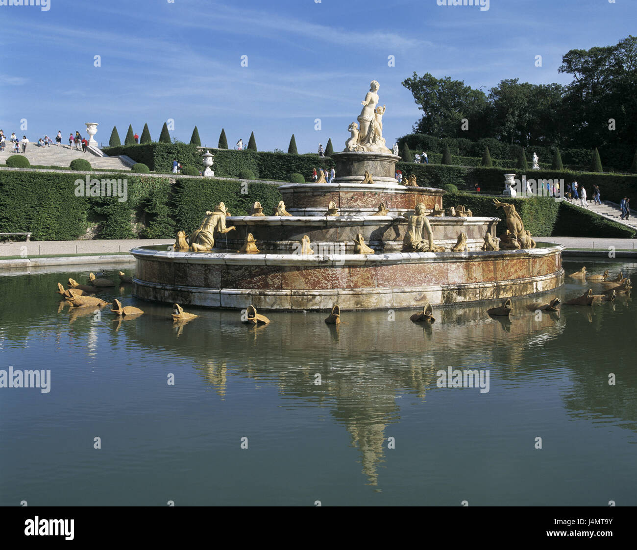 Frankreich, Departement Yvelines, Versailles, sperren, gut, gut Europa Latona, Schlosspark, Schloss-Garten, See, Teich, Brunnen, Spiel von Wasser, Ort von Interesse, UNESCO-Weltkulturerbe, Tourismus, Besucher Stockfoto