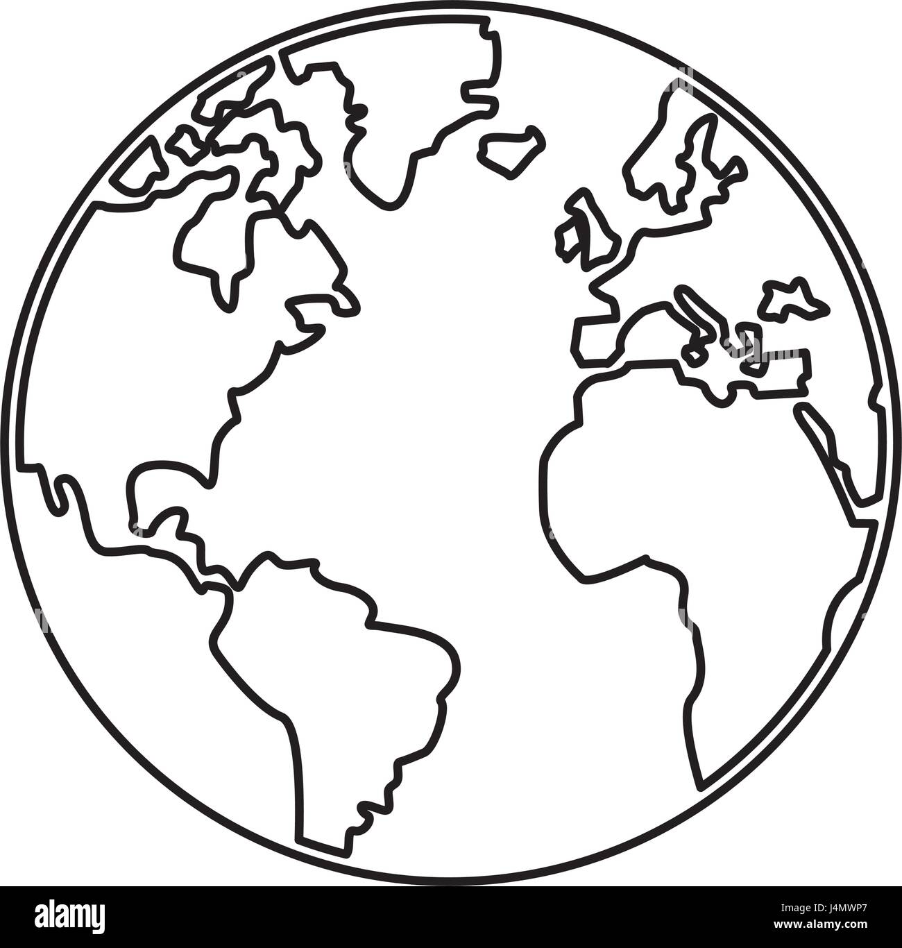 Welt Karte Erde Globen Kartographie Kontinenten Gliederung Stock Vektor
