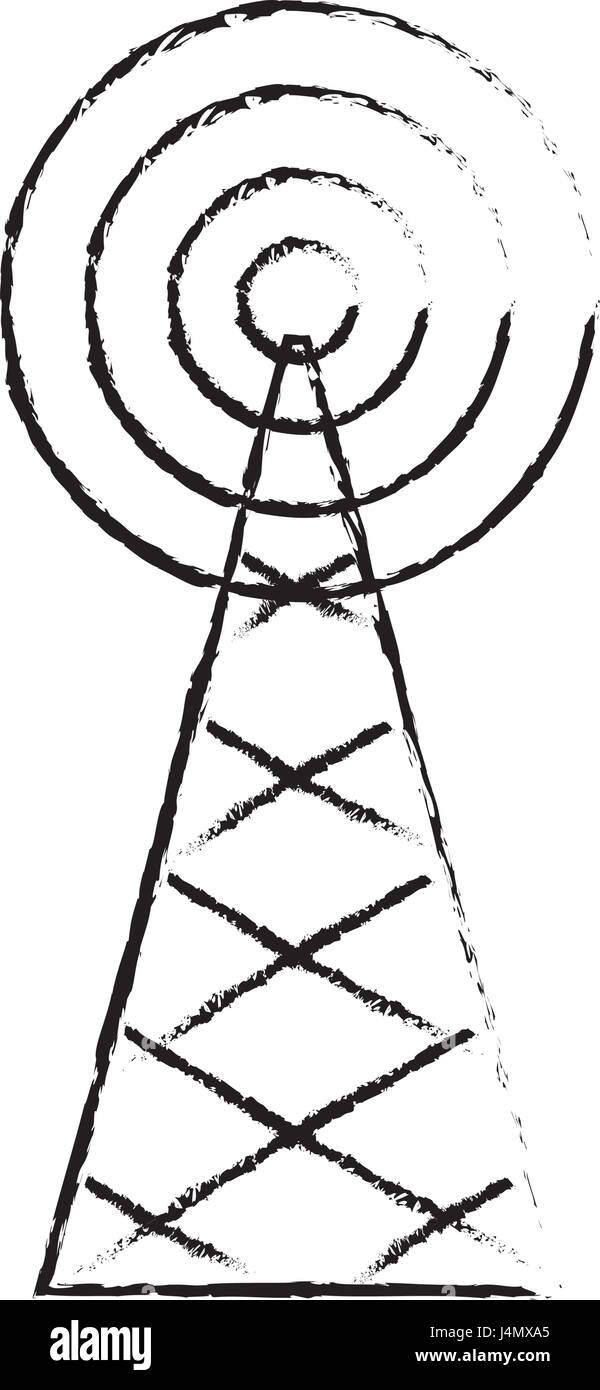 Wireless-Turm mit Radiowellen Kommunikation Stock Vektor