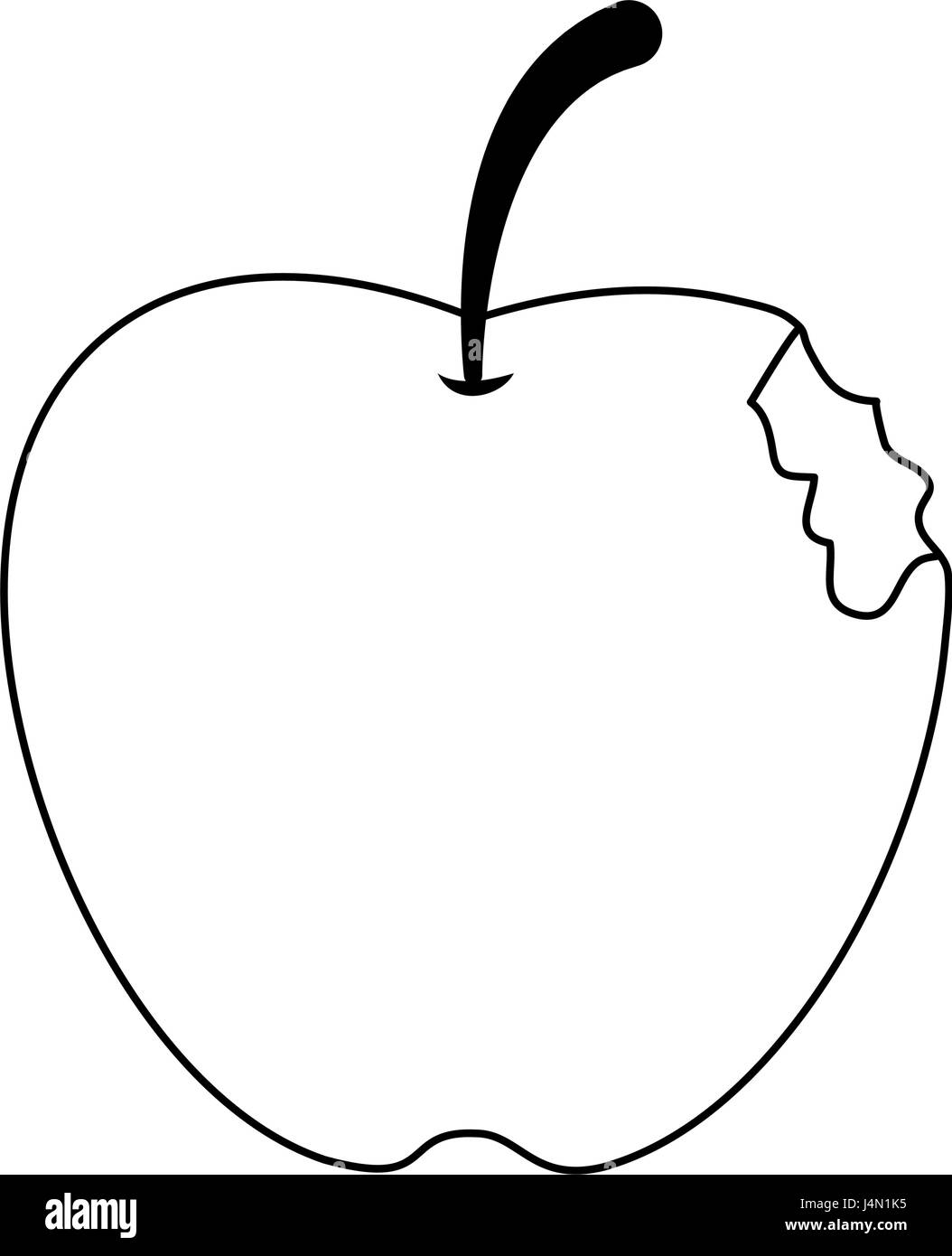 angebissene Apfel Obst Symbolbild Stock Vektor