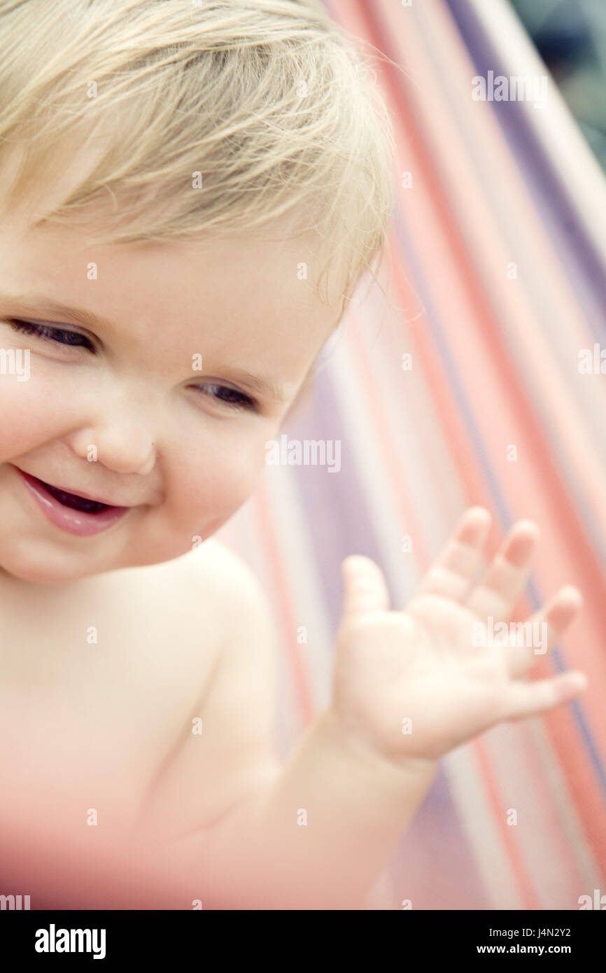 Baby Hängematte, glücklich, Detail, Stockfoto