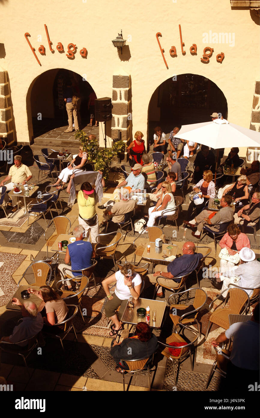 Spanien, Korn Canaria, Lesung von Palma, Pueblo Canario, Straßencafé, Gäste, Stockfoto