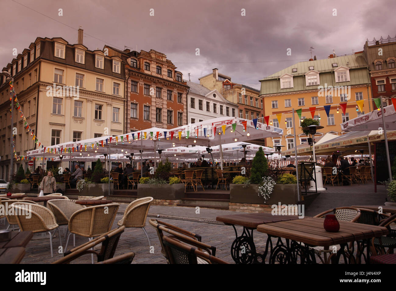 Lettland, Riga, Altstadt, Domplatz, Straßencafés, Stockfoto