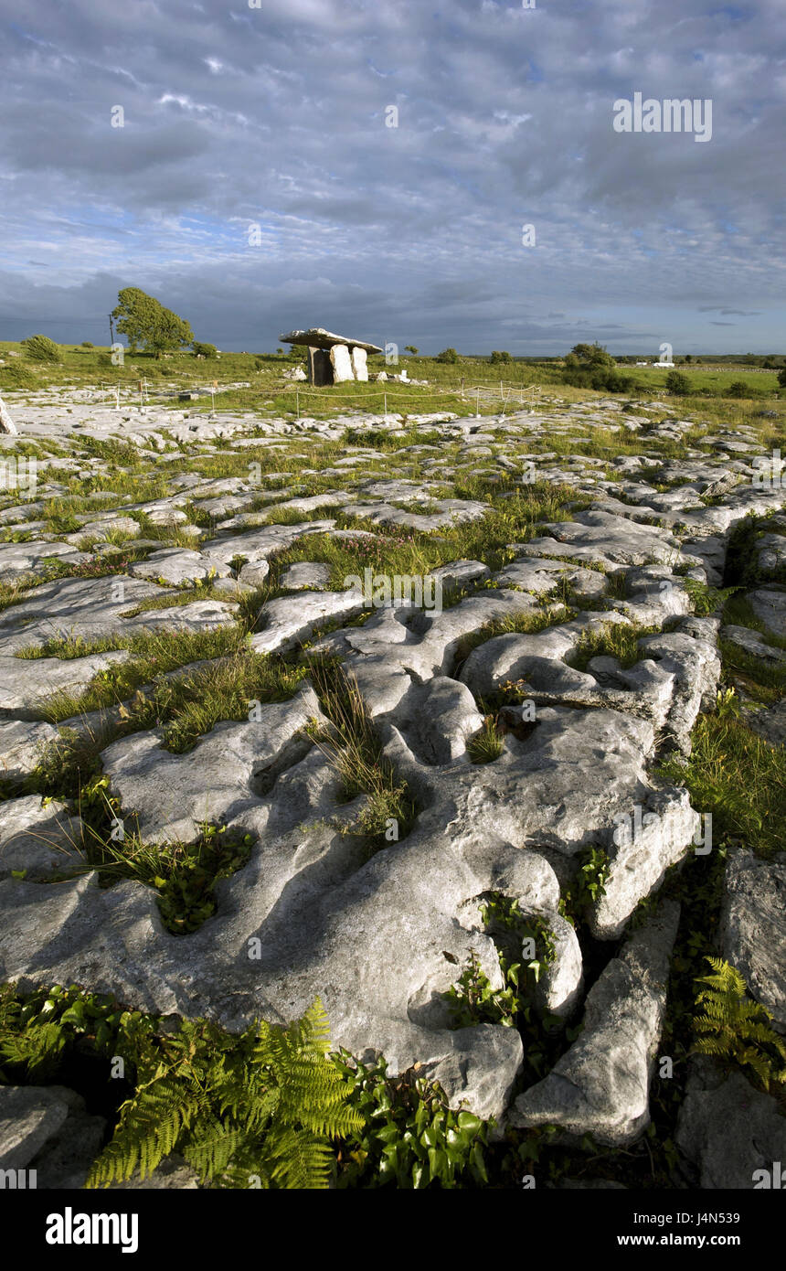 Irland, Munster, county Clare, Burren, Poulnabrone Dolmen, Stockfoto