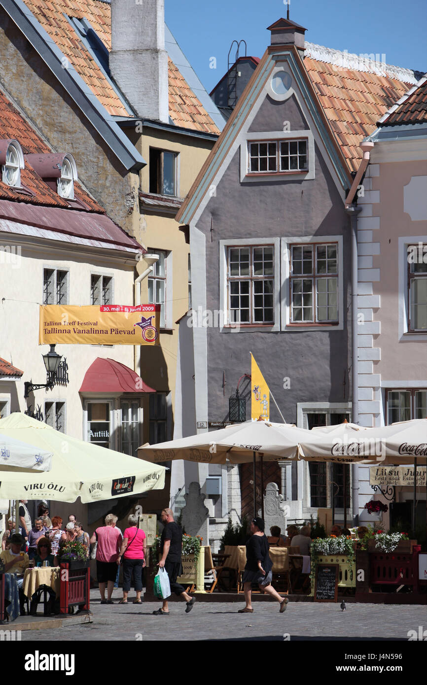 Estland, Tallinn, Altstadt, Rathausplatz, Straßencafé, Tourist, Stockfoto