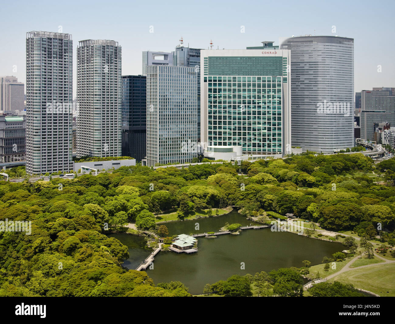 Japan, Tokyo, Shiodome Viertel, Hama Rykiu wachen, Stockfoto
