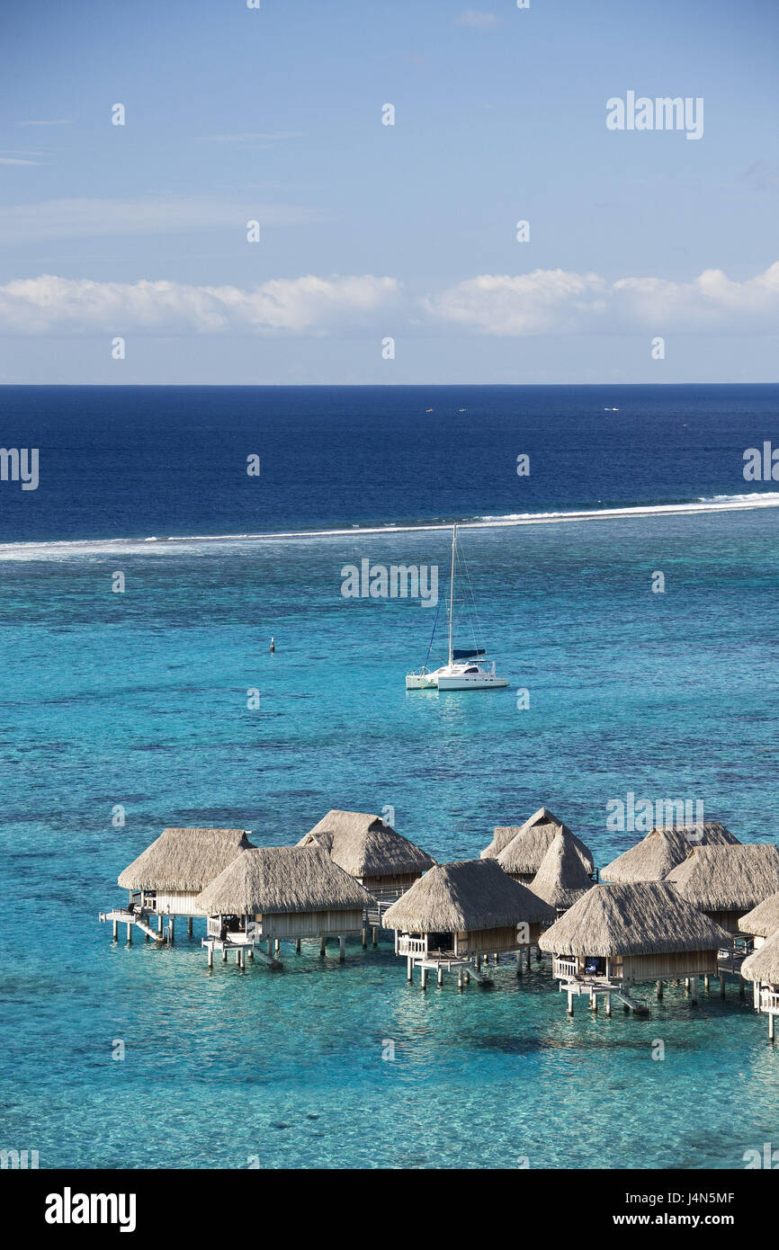 Französisch-Polynesien, Moorea, Sofitel Resort, aufbauend auf Stelzen, Stockfoto