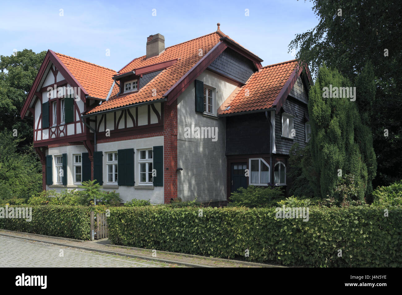 Deutschland, Essen, Ruhr Bereich, Bredeney, Kruppe Siedlung, Wohnhaus, North Rhine-Westphalia, Essen-Bredeney, Opus Siedlung, Working-Class Estate, Kruppe Siedlung Brandenbusch, Gesinde, Gebäude, Hügel, Personal, Gartenstadt, Wohnhaus, Eckbertstrasse, Bau, Architektur, Stockfoto