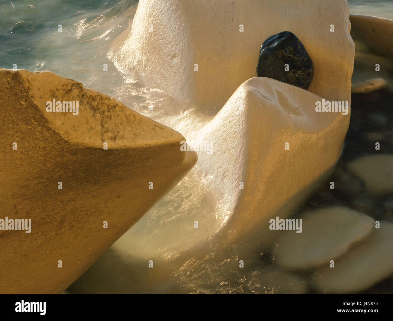 Zypern, "Petra Tou Romiou", Felsen, Steinen, Meer, Licht tuning, mittlere Nahaufnahme Stockfoto