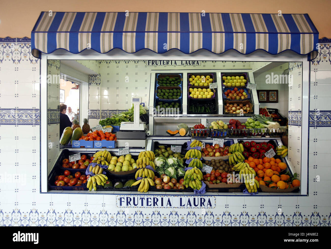 Spanien, Teneriffa, Santa Cruz De Tenerife, Old Town, Mercado de Nuestra Senora de Africa, Vertrieb, Gemüse, Früchte, Stockfoto