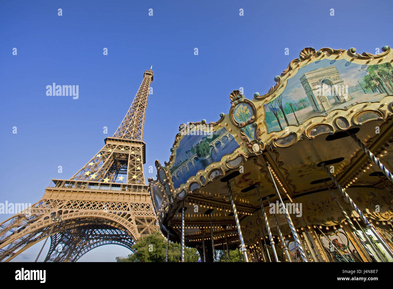 Frankreich, Paris, Eiffelturm, Karussell, Detail, Stockfoto