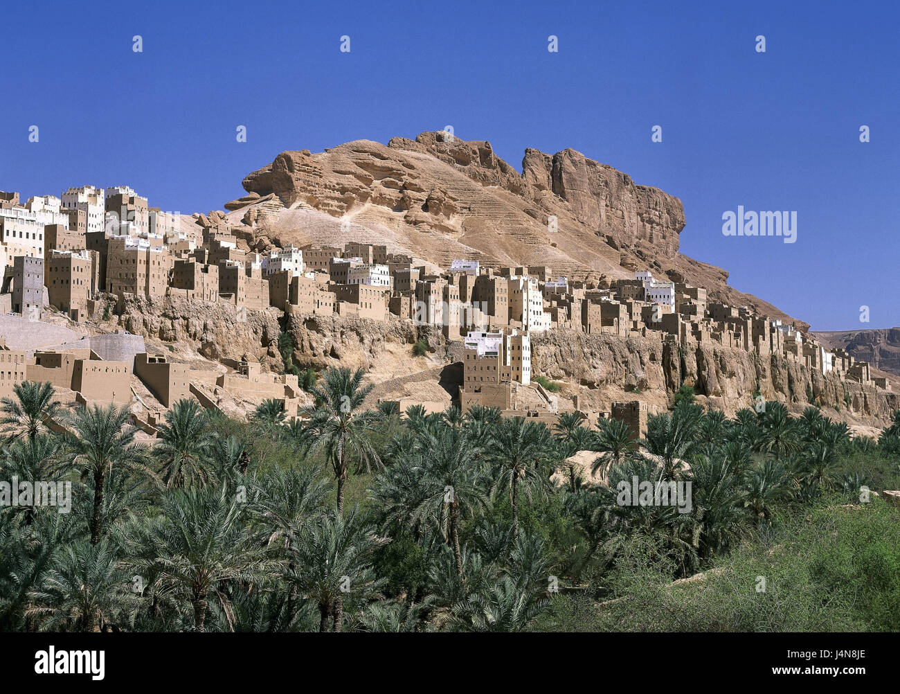 Jemen, Wadi Hadramaut, Felsen, Häuser, schließen Schibam, Naher Osten, Jemen, Osten, Hadhramaut, Hadramut, Dorf, Ort, Architektur, historisch, Gebäude, mucky, mucky Gebäude, Berge, traditionell, Stockfoto