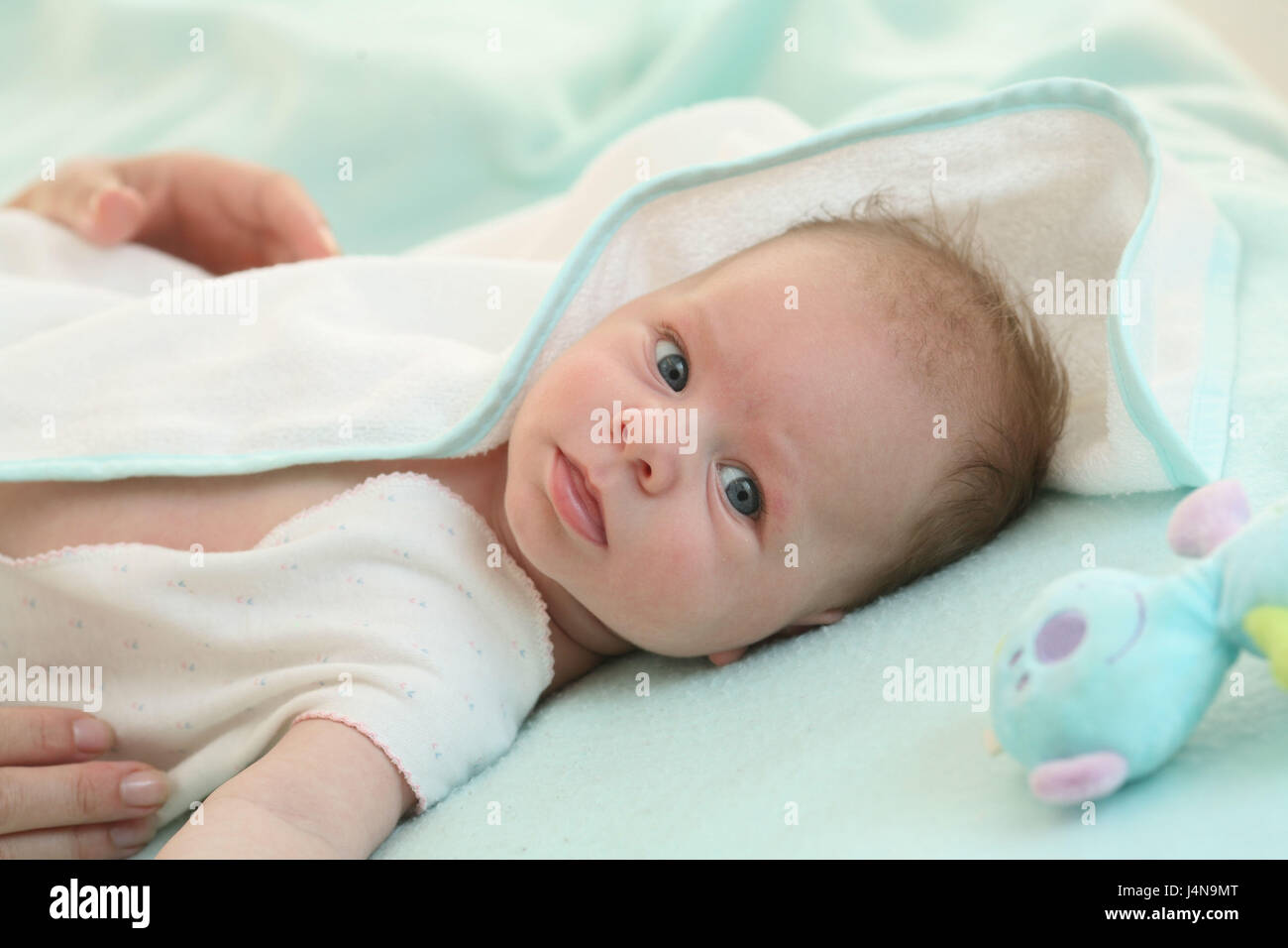 Baby, 3 Monate liegen, Stockfoto