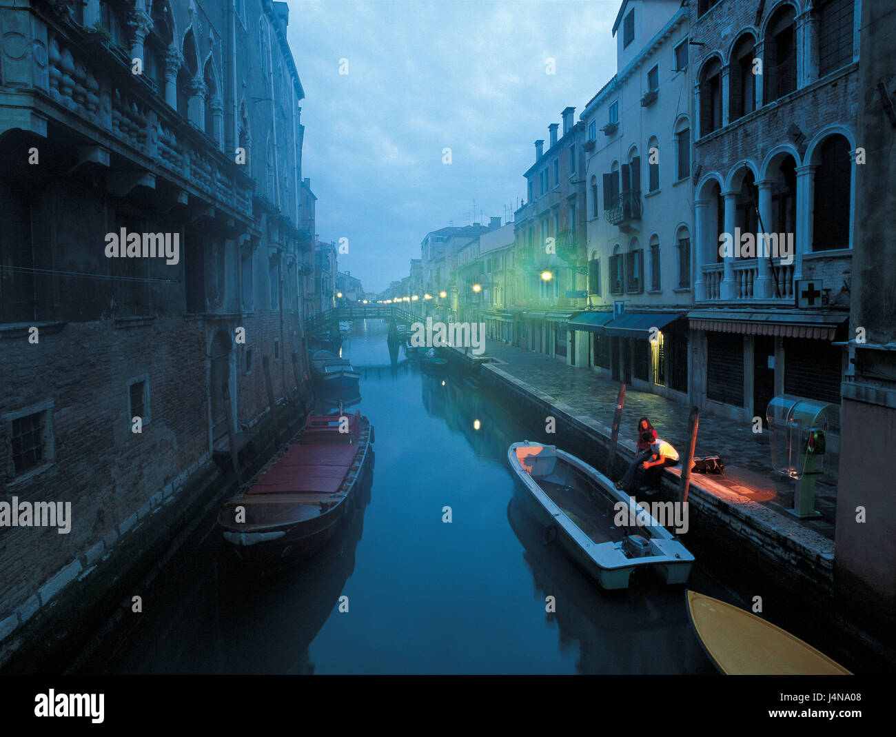 Italien, Veneto, Venedig, Kanal, Haus Linie, Wasser, paar, morgen tuning Stockfoto