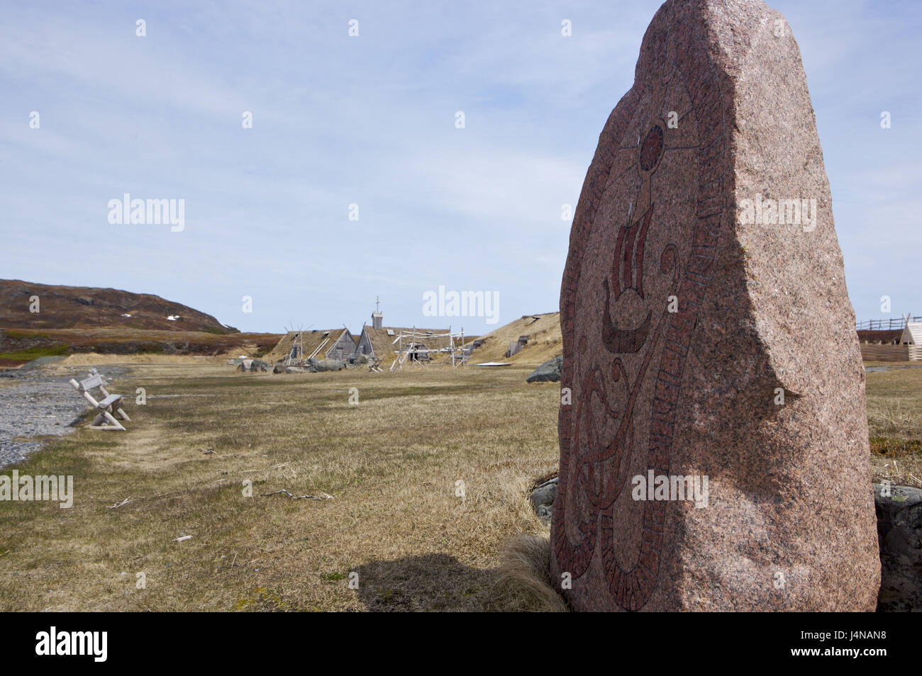 Kanada, Neufundland, Norstead Viking Website, Stein, Probe, Detail, Stockfoto